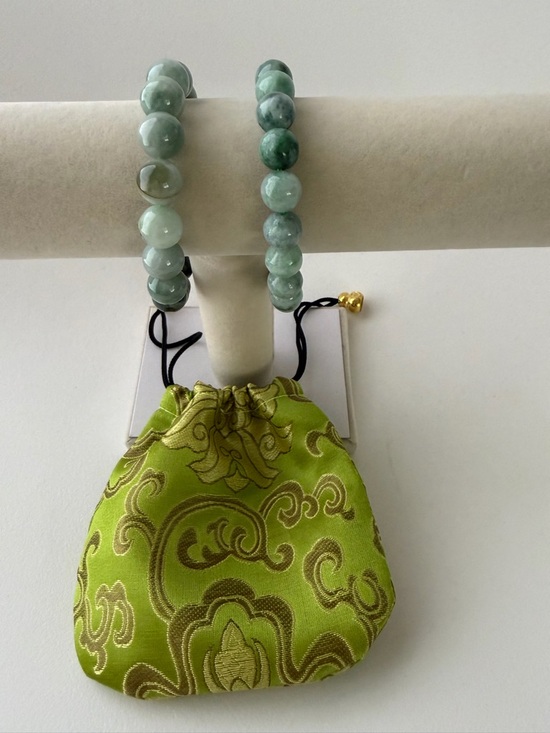 Authentic 2 Pieces Icy Floating Green Jade Beaded Bracelets - Picture 9 of 12